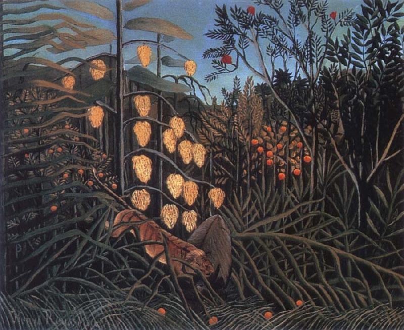 Henri Rousseau Tiger Attacking a Bull oil painting image